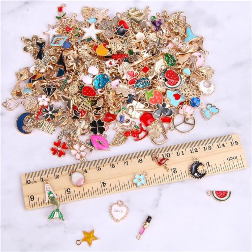 350Pcs Bracelet Charms Jewelry Making Charms Assorted Gold Plated Enamel - Picture 5 of 7